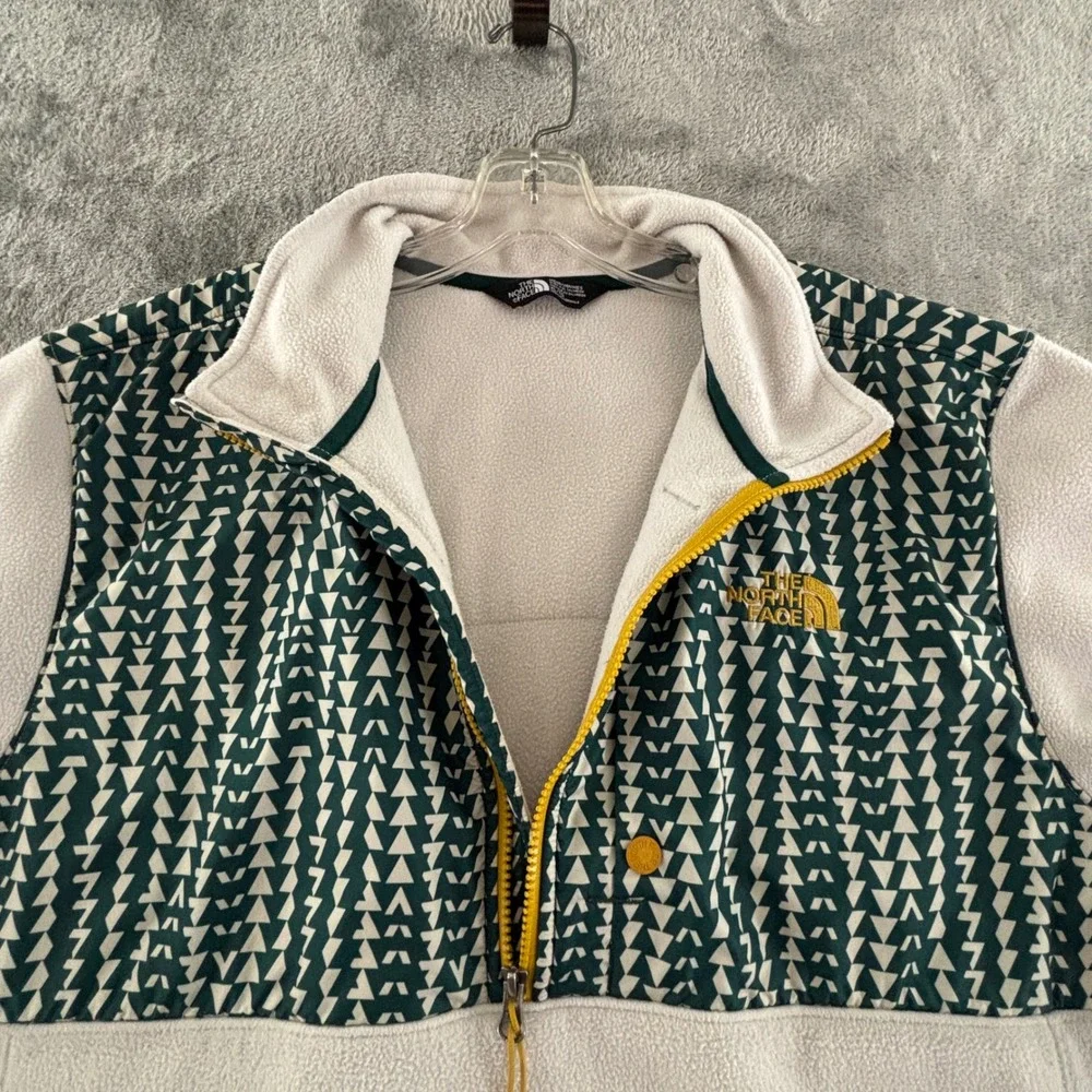 The North Face 1/2‎ Zip Fleece Pullover Mens XL Green Off White Yellow Pockets
